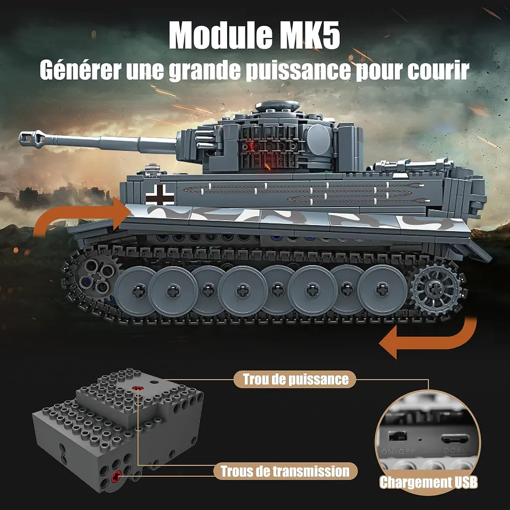 Конструктор танк  ТИГР Tiger Tank Mould King  Technik  20014, для дорослих та дітей, 800 деталей - фото 8