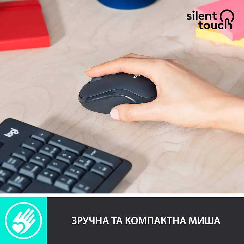Комплект (Клавіатура та миша) Logitech MK295 Silent Combo Wireless Graphite (920-009800) - фото 4