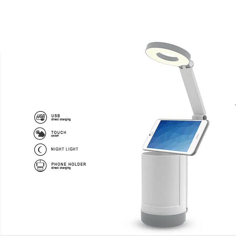 LED-лампа акумуляторна сенсорна з органайзером світлодіодна настільна TAIGEXIN TGX-781 біла - фото 15