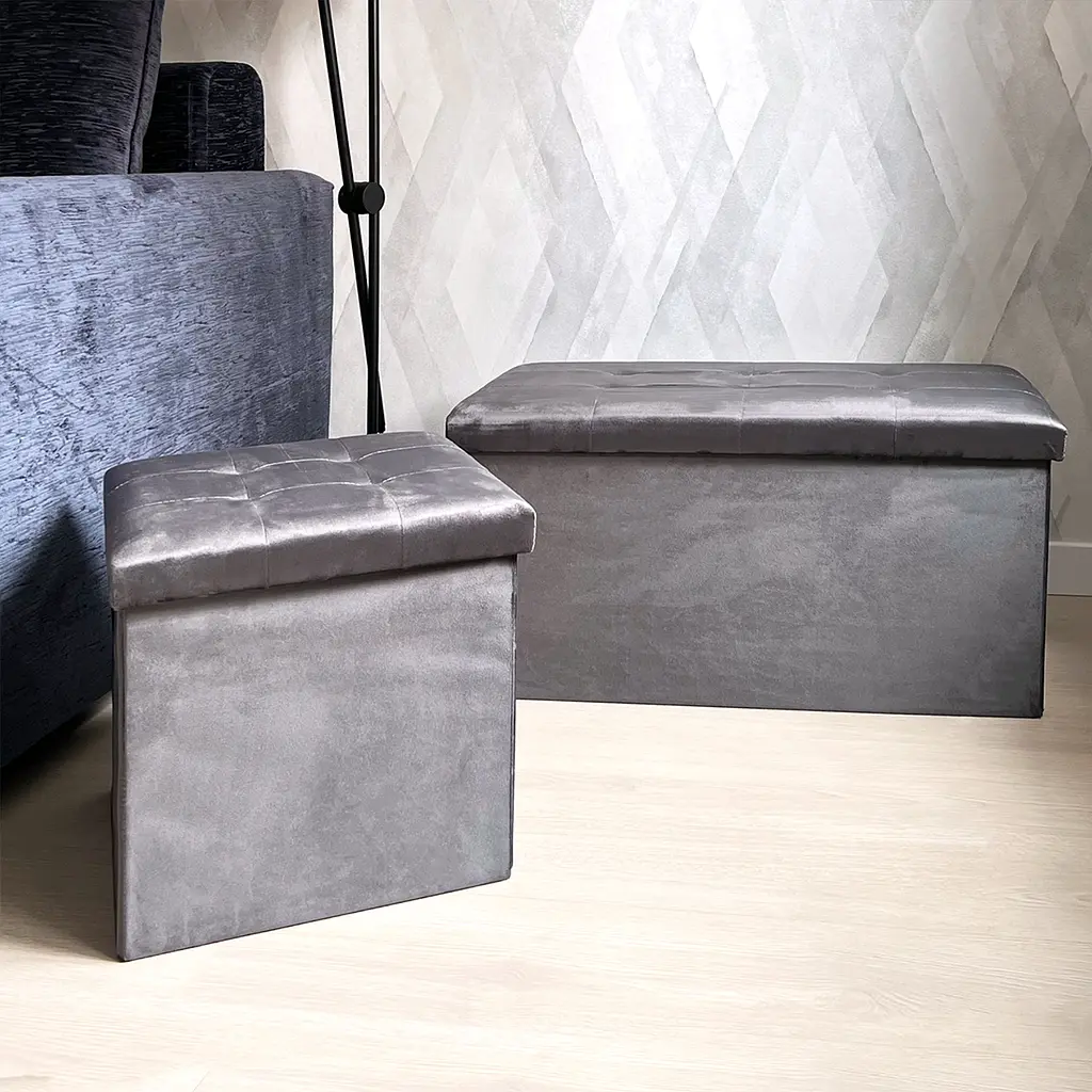 Пуф для хранения МВМ My Home двойной 760х380х380 мм серый (TH-06 GRAY) - фото 4