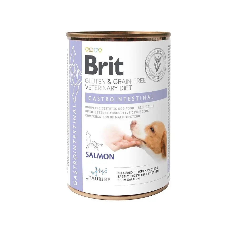 Вологий корм Brit GF VetDiet Gastrointestinal для собак, при проблемах із травленням, лосось та горошок 400 г (арт.100287)