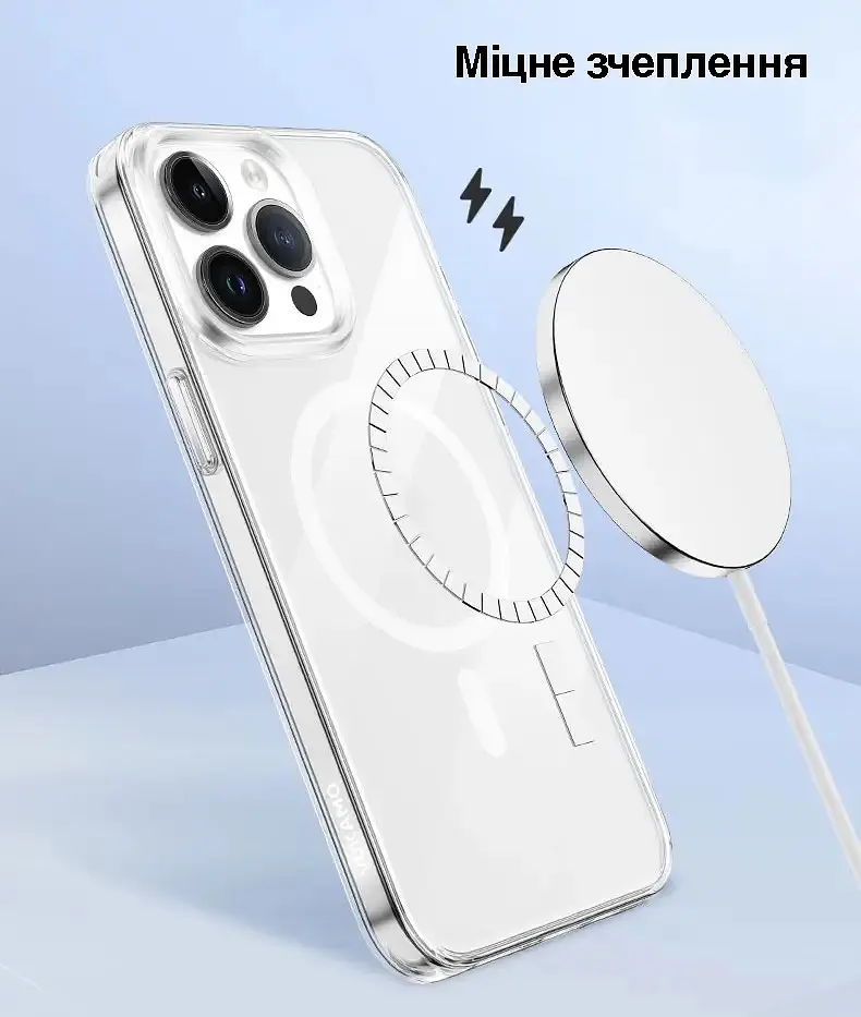 Чохол Vokamo для iPhone 15 Pro Max подвійний захисний з магнітним кільцем прозорий (NVK010806) - фото 3
