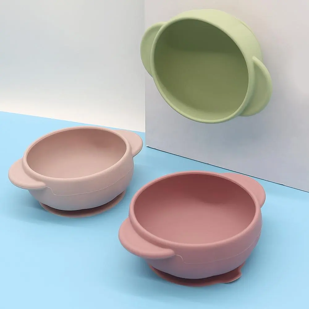 Набір силіконового дитячого посуду Cheeks для прикорму на присосках із харчового силікону темно рожевий з гризунком прорізувачем-брязкальцем  duplication - фото 11