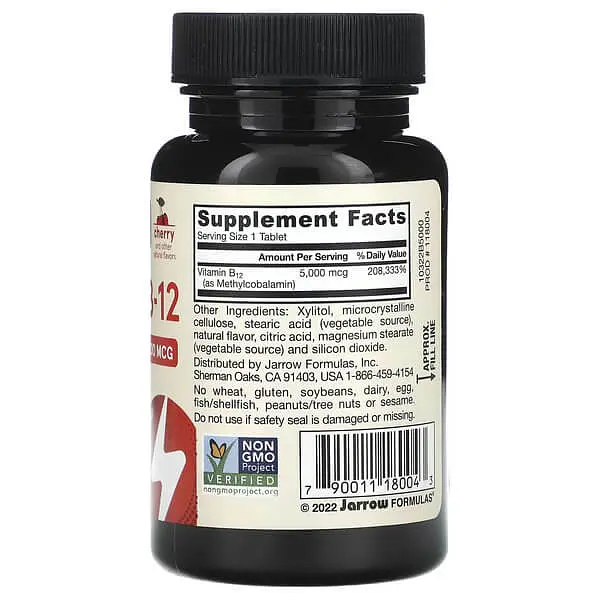 Кобаламін (B-12) Methyl B-12 Maximum Strength 5,000 mcg 60 жувальних таблеток Jarrow Formulas vit0005737 - фото 2