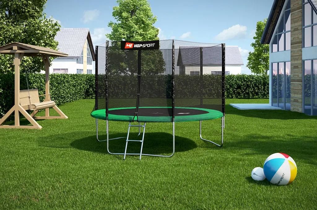 Батут Hop-Sport 10ft (305см) зелений з зовнішньою сіткою - фото 3