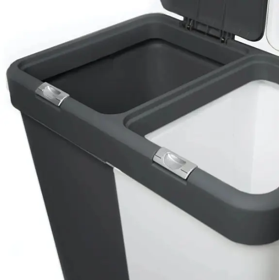 Кошик для білизни Motek подвійний білий/антрацит 40+40 л (MT-09) - фото 3