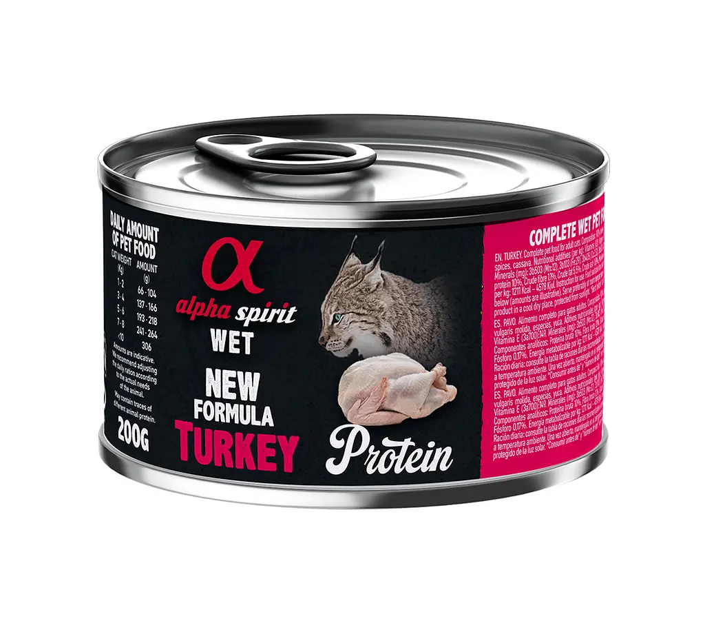 Вологий корм для котів Alpha Spirit Turkey Adult Cat з індичкою 200 г as311247