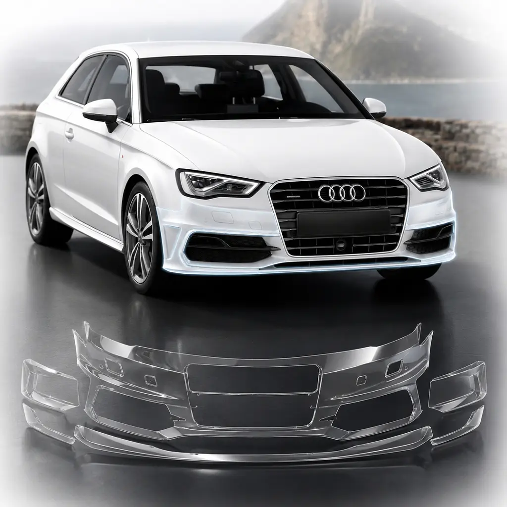 Антигравійна захисна бронеплівка за лекалами для Audi A3 8V 2012-2020 - передній бампер