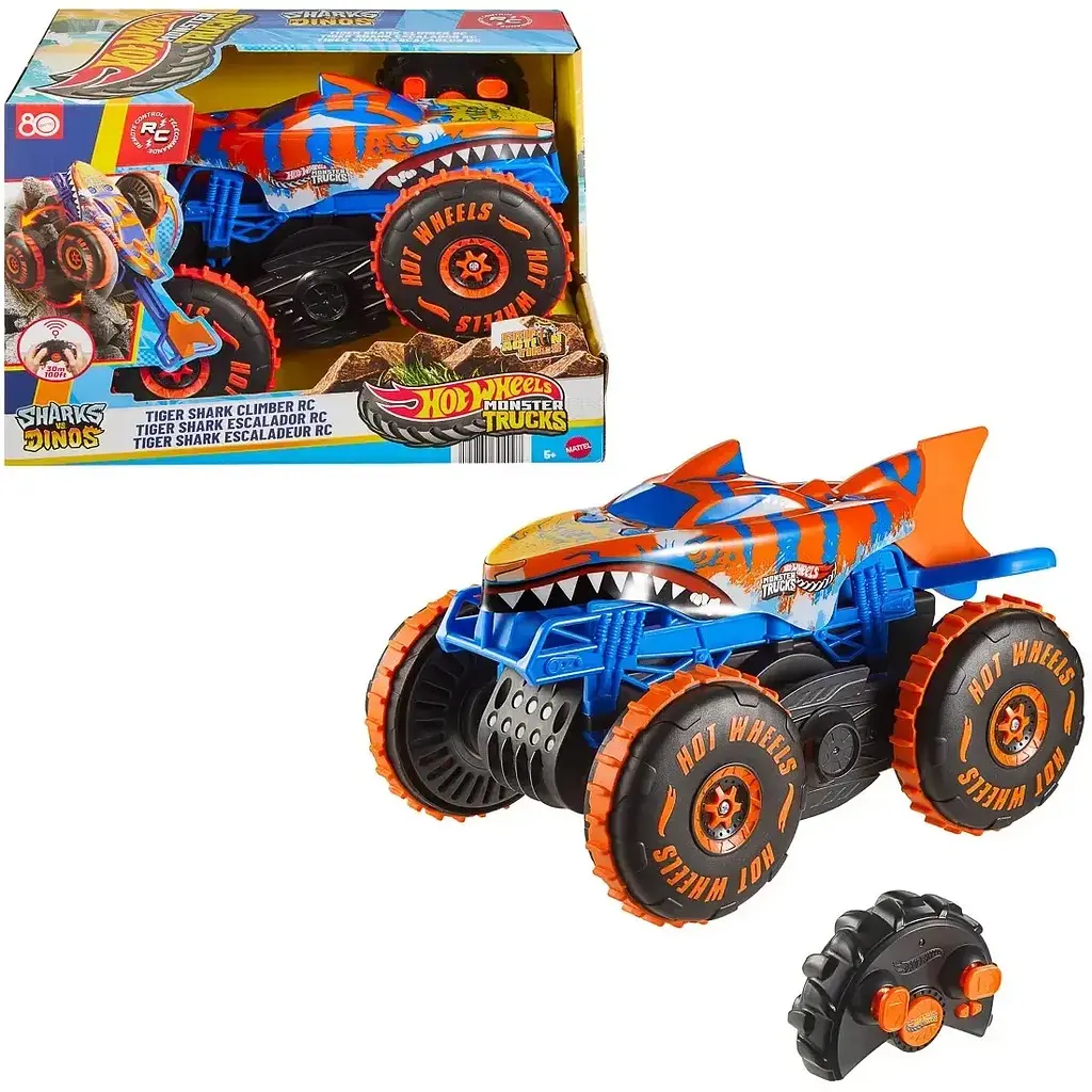 Машинка-позашляховик Hot Wheels Monster Trucks Tiger Shark Climber на радіокеруванні 1:15 збільшена (JFR39) - фото 7