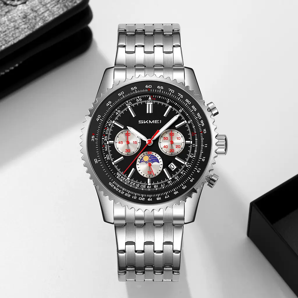 Чоловічий наручний годинник 9348BK Black Skmei acs0030889 - фото 5