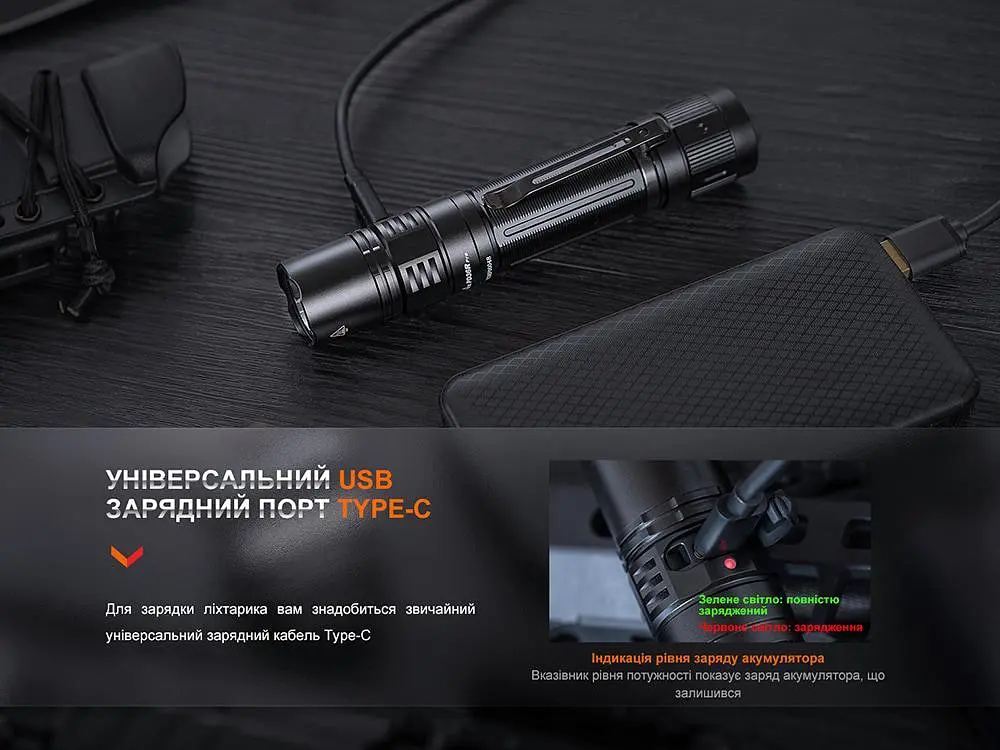 Ручний тактичний ліхтарик Fenix PD36R Pro 2800лм type-C (Чорний) - фото 7