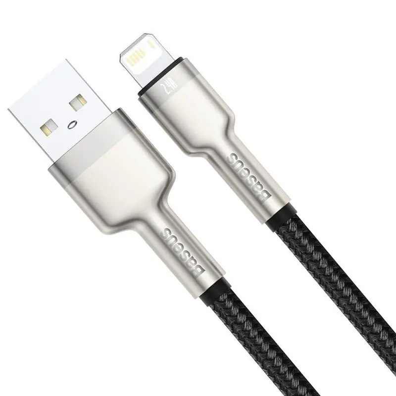 Дата кабель Baseus Cafule Metal USB to Lightning 2.4A (1m) (CALJK-A0) Black - фото 4