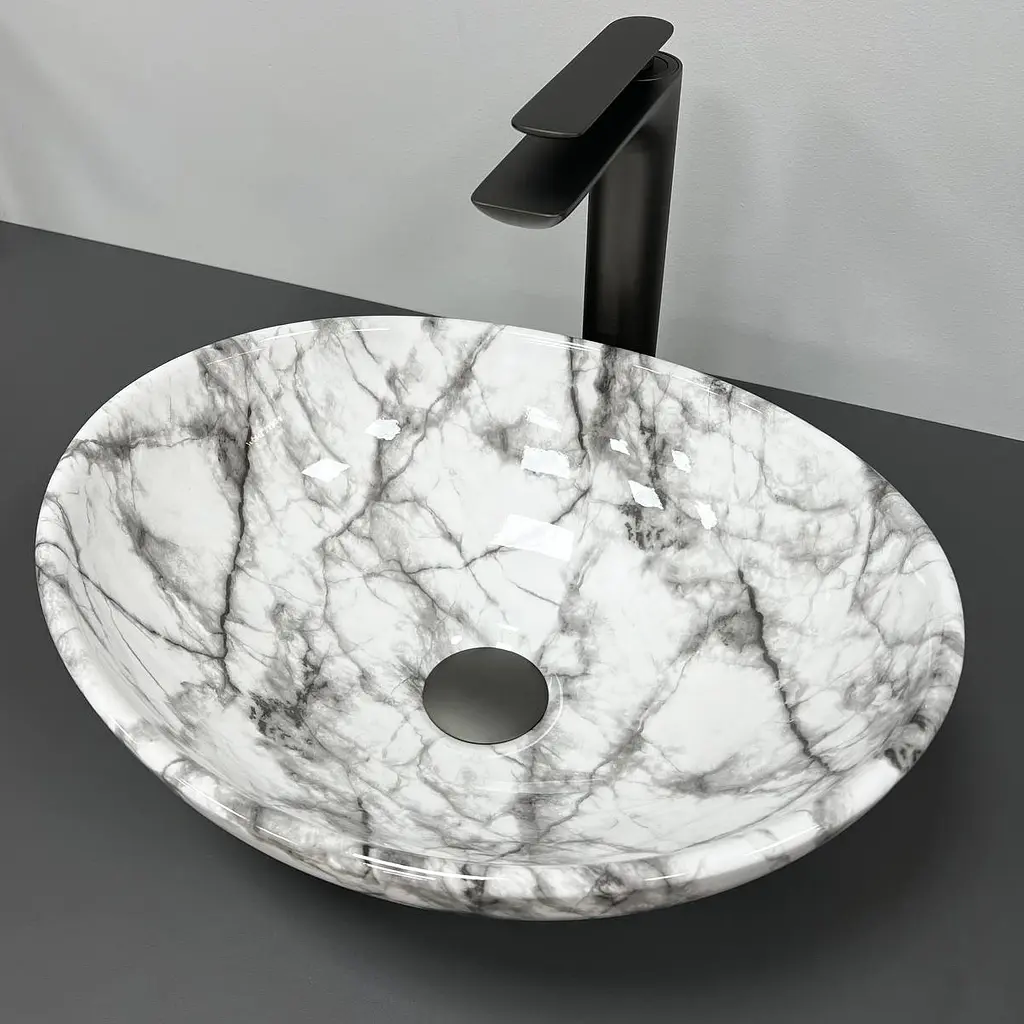 Умивальник VBI Parma statuario black veins накладний VBI-011009, Сірий - фото 3