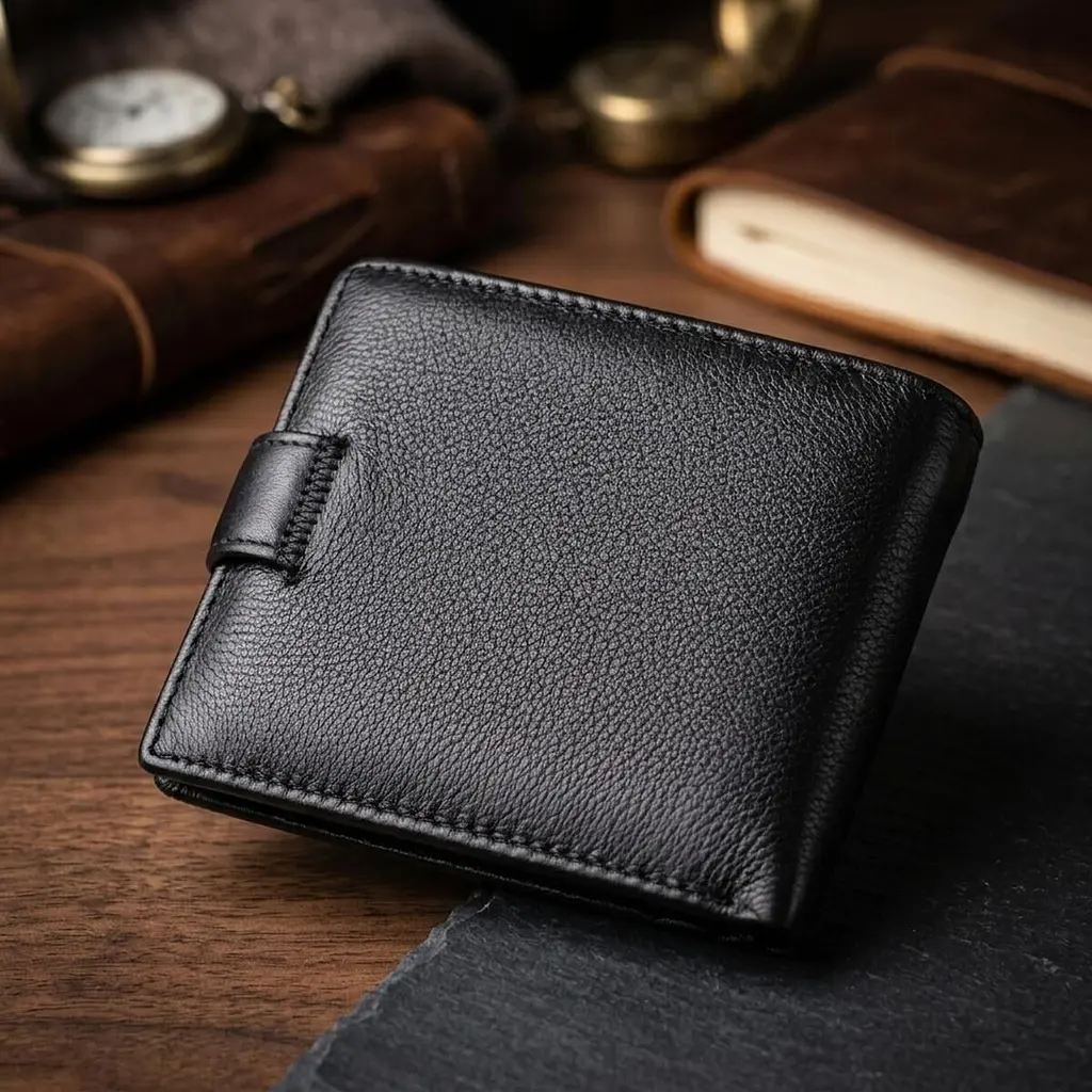 Горизонтальне чоловіче портмоне з натуральної шкіри ST Leather 22487 чорний - фото 4