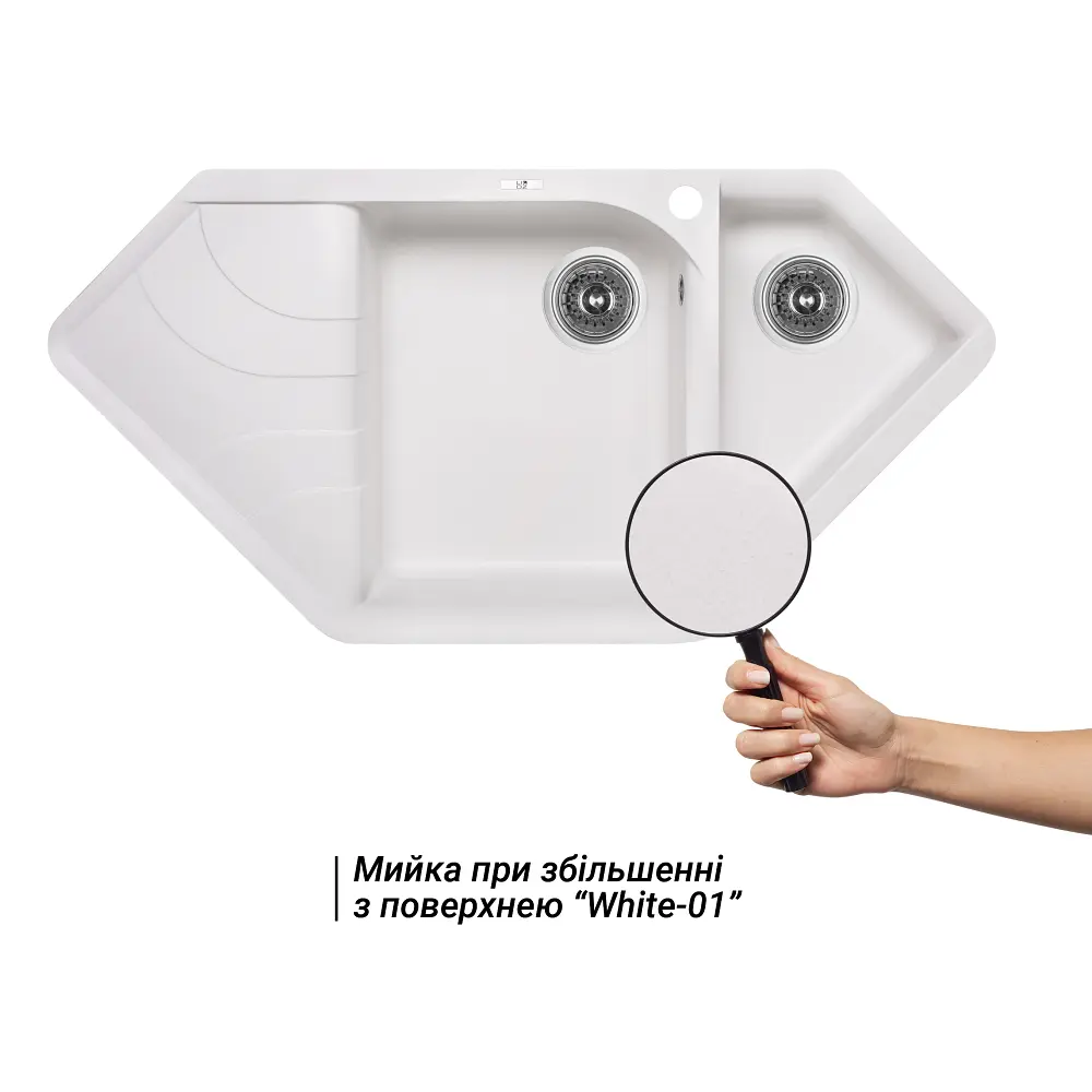 Кухонна мийка Lidz 1000x500/225 WHI-01 (LIDZWHI011000500225) - фото 3