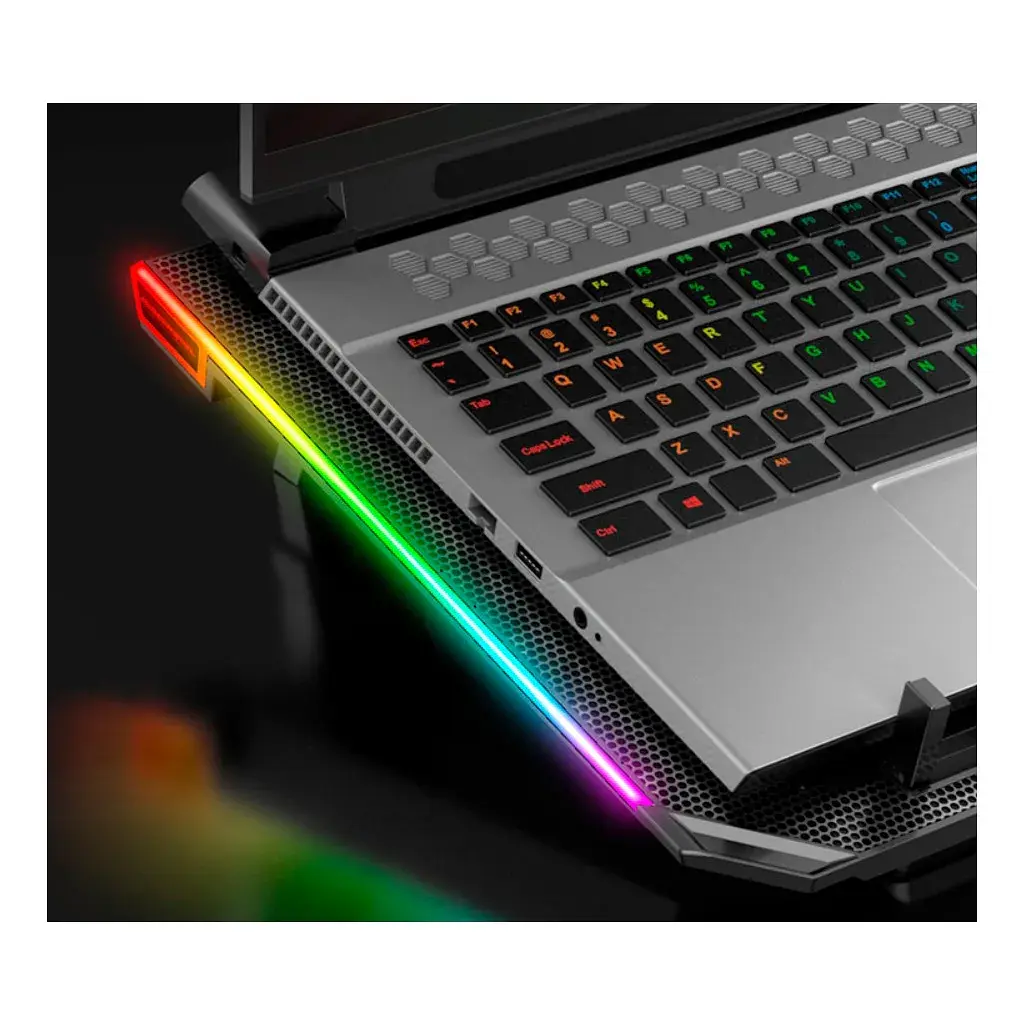 Підставка до ноутбука Ice Coorel 10-15.6", 6*80mm 1800 RPM, 2*USB, 366x256x23mm, RGB (A17) - фото 5