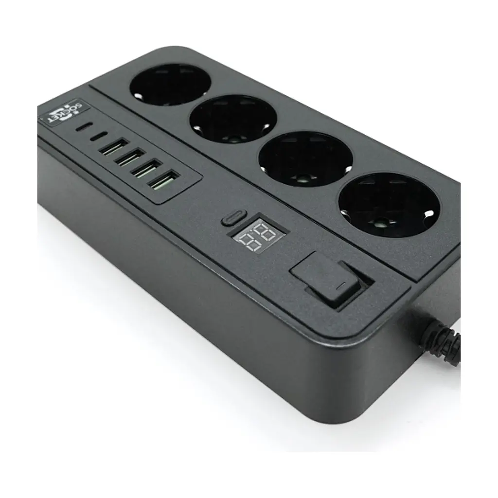 Мережевий фільтр живлення Voltronic G13H, 3000W, 4 роз, 4USB 3,2А, 2 Type-C, 2м Black (YT-G13H) - фото 5