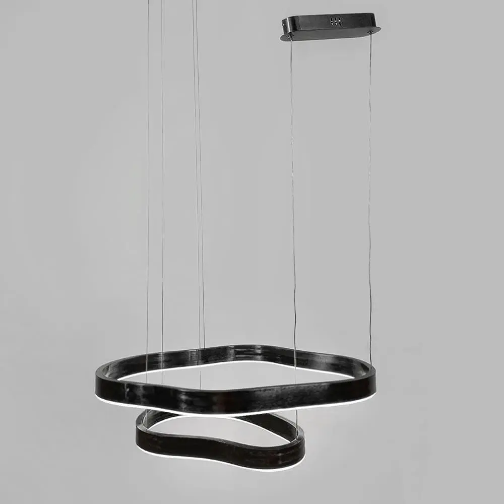 Эффектная черная люстра на 2 яруса 65х55 см и 45х30 см | Ст. PCL006-600*400 BK | Line F - фото 5