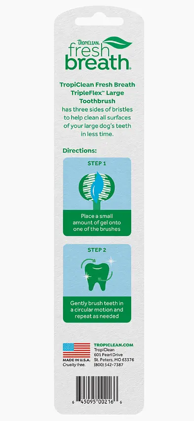 Зубна щітка TropiClean Triple Flex Dog Toothbrush TropiClean для собак великих порід 645095002166 - фото 2