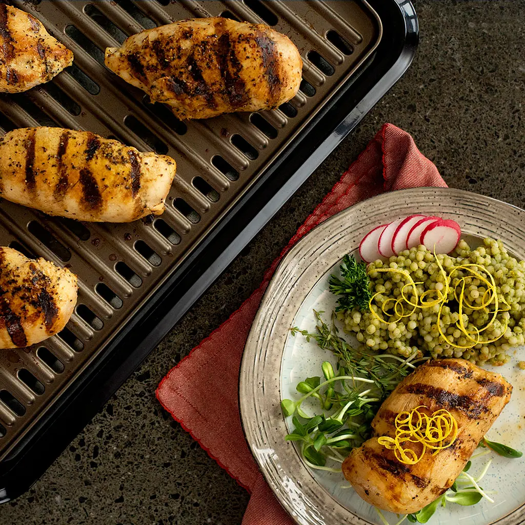 Гриль George Foreman 25850-56 Smokeless BBQ Grill 1606 Вт титанное напыление пластин черный (25850-56) - фото 10