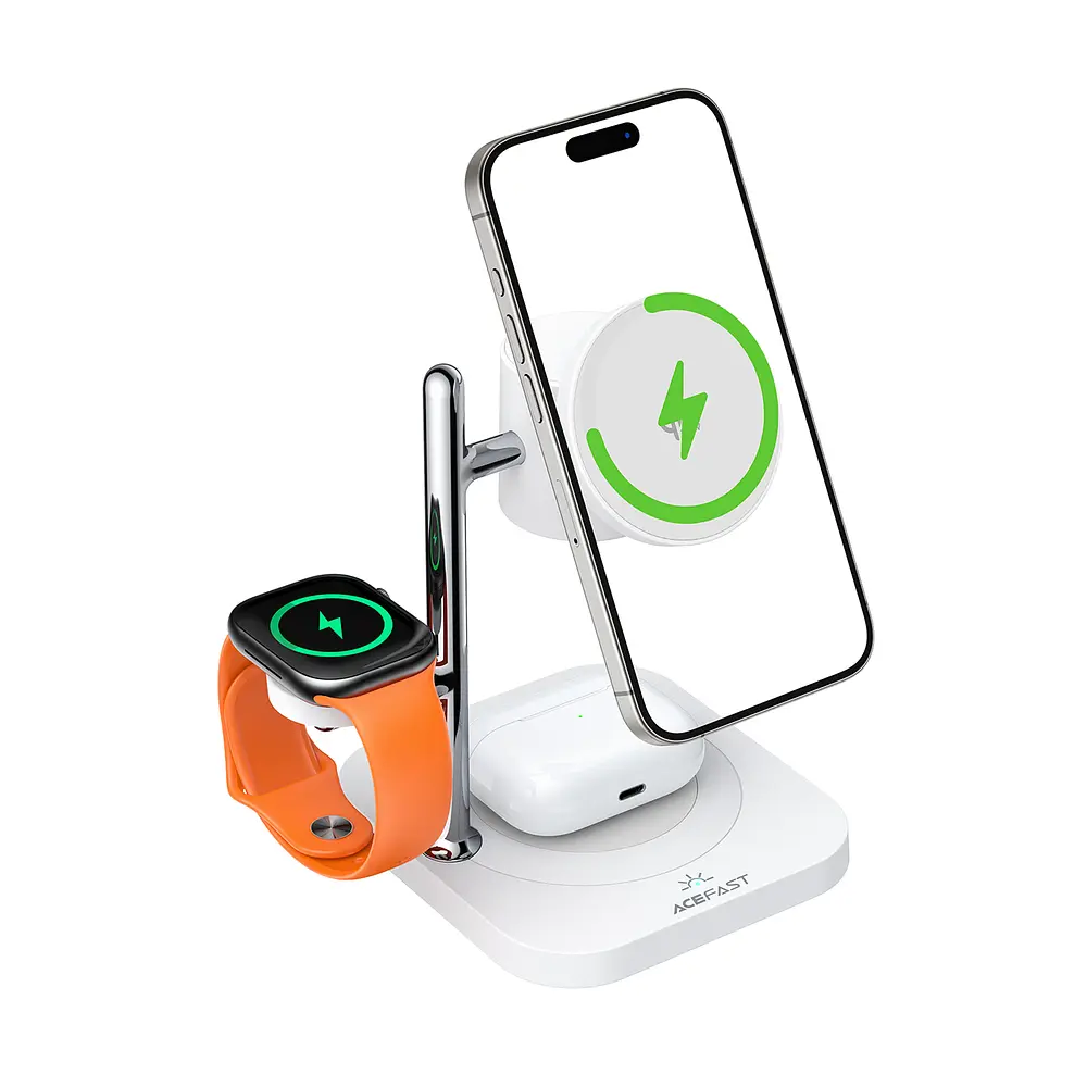 Бездротовий зарядний пристрій ACEFAST E39 desktop 4-in-1 wireless charging holder White (6974316286110) - фото 6