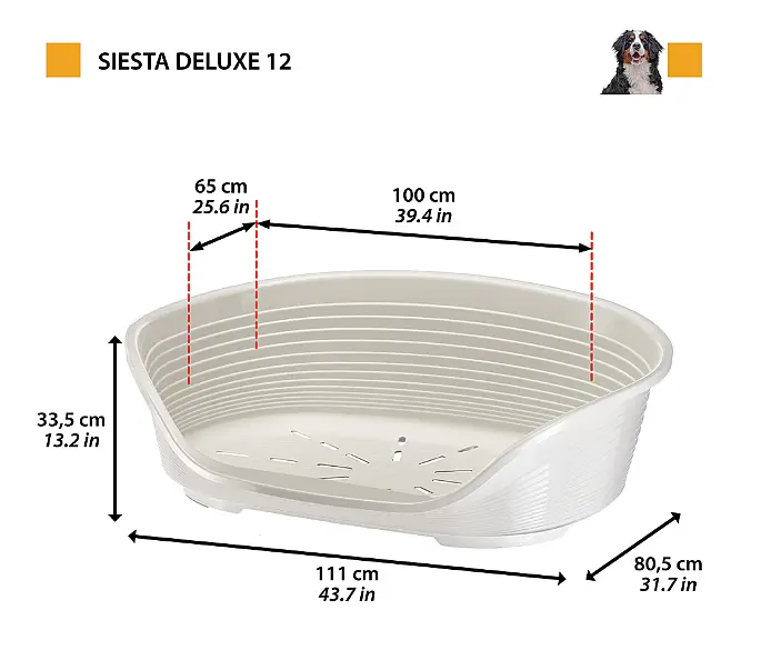 Пластиковий лежак для собак і котів Ferplast Siesta Deluxe 12 сірий 111×80,5×33,5 см 70212947 - фото 2