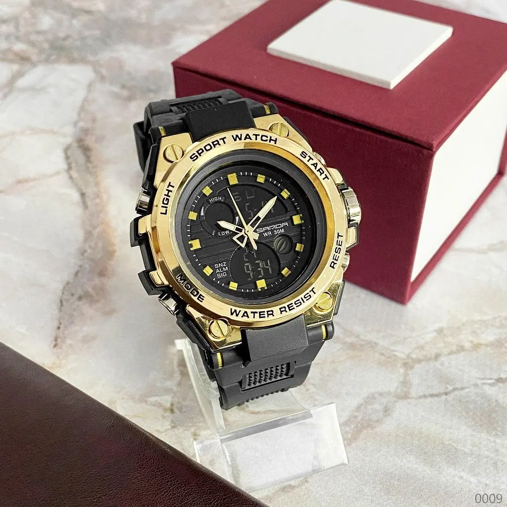 Наручний годинник чоловічий 739 Black-Gold Sanda acs0030961 - фото 2