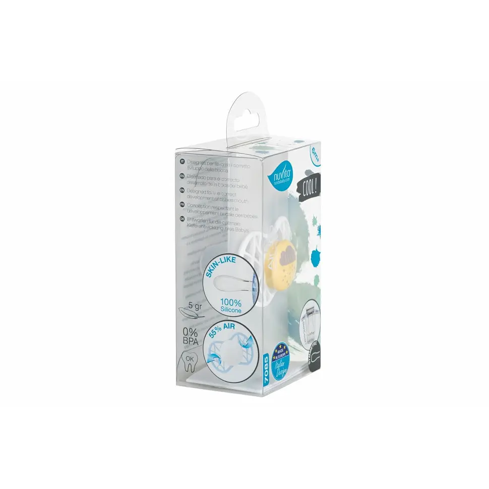 Пустышка Nuvita 7085 Air55 Cool симметрическая 6m+ LOVE желто-серая NV7085SC - фото 4