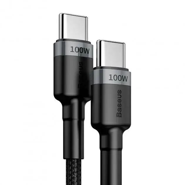 Кабель Baseus Cafule flash charging Cable Type-C toType-C PD2.0 100W 20V 5A 2m CATKLF-ALG1 Gray-Black - фото 2