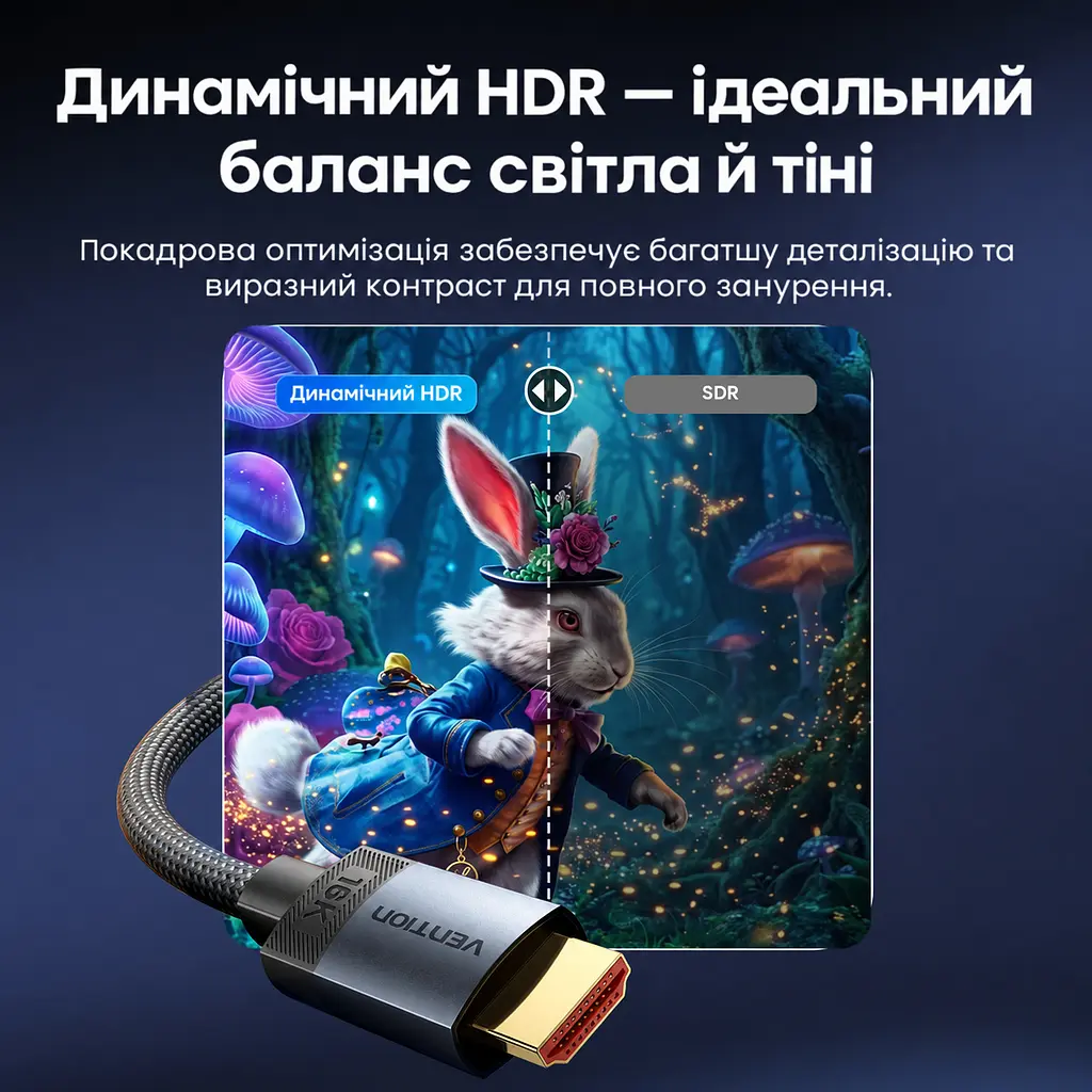 Кабель HDMI Vention ALVHI 2.2 16K 60 Гц 3 м сірий (ALVHI) - фото 12