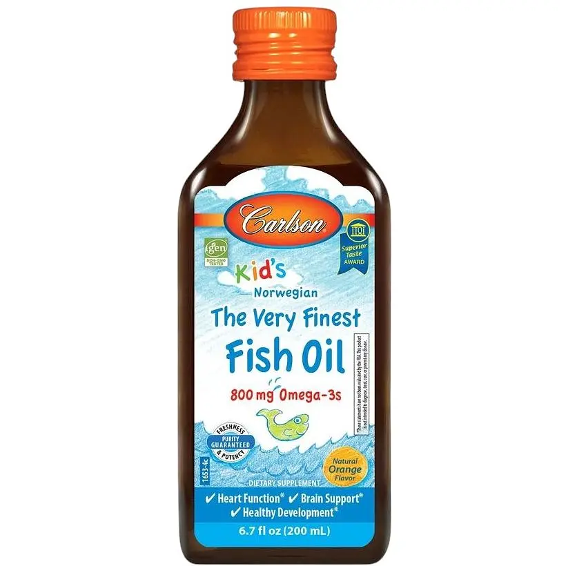 Жирные кислоты Carlson Labs Kid's The Very Finest Fish Oil 200 мл Апельсин - фото 1