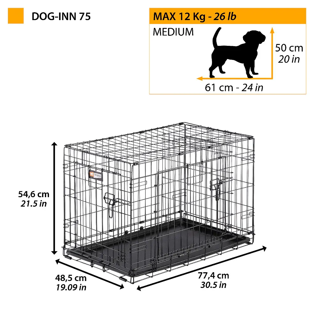 Вольєр для собак Ferplast Dog-Inn 75 чорний 77,4×48,5×54,6 см 73193017 - фото 2