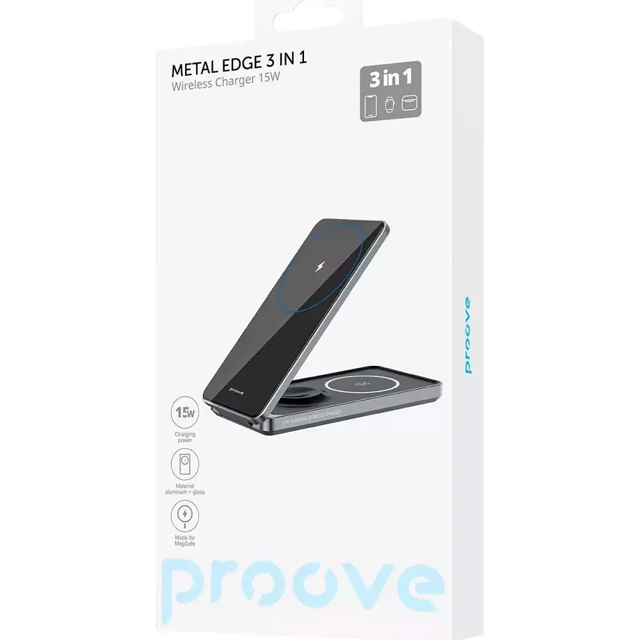 Бездротовий зарядний пристрій Proove Metal Edge 3in1 Gray [WSME15010001] [99876] - фото 4