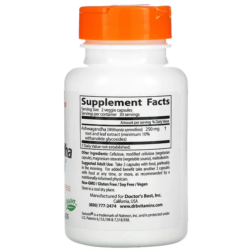 Ашваганда Doctor's Best Ashwagandha 125 mg, 60 вегакапсул - фото 2
