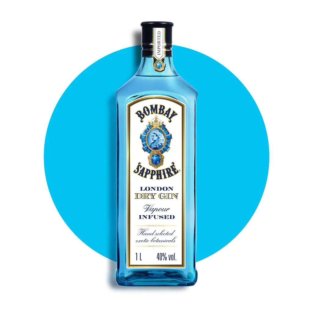 Упаковка джину Bombay Sapphire London Dry Gin 47% 6 л (0.5 л х 12 шт.) - фото 4