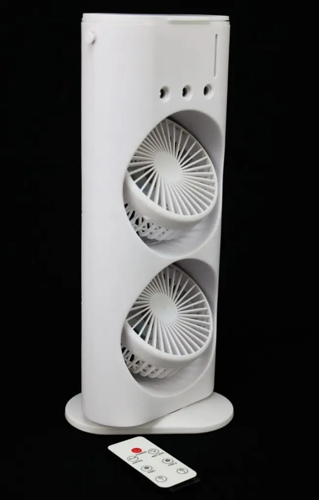 Акумуляторный настольный вентилятор ​​​​​​​Spray Fan 2in1 двойной  Ветродуйка с подсветкой и увлажнением Белый - фото 7