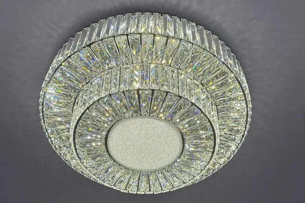 Розкішна стельова LED люстра кришталева для вітальні Linisoln 9898-600 срібло 60 см 160W - фото 2