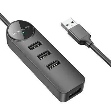 Конвертер Хаб адаптер Borofone DH5 Erudite 4-in-1 на 4 Usb 2.0 з кабелем 20 см - фото 6