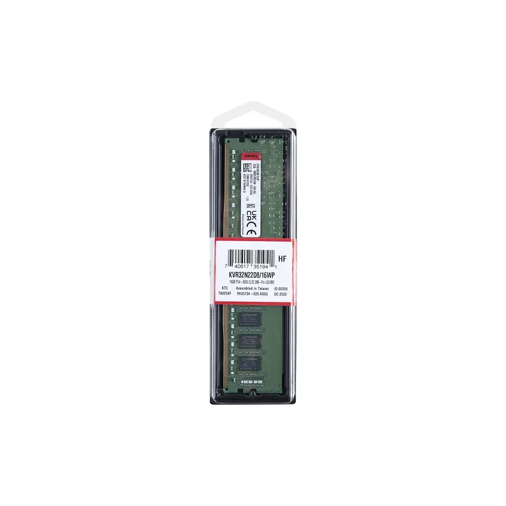 Модуль пам'яті для комп'ютера DDR4 16GB 3200 MHz Kingston (KVR32N22D8/16WP) - фото 2