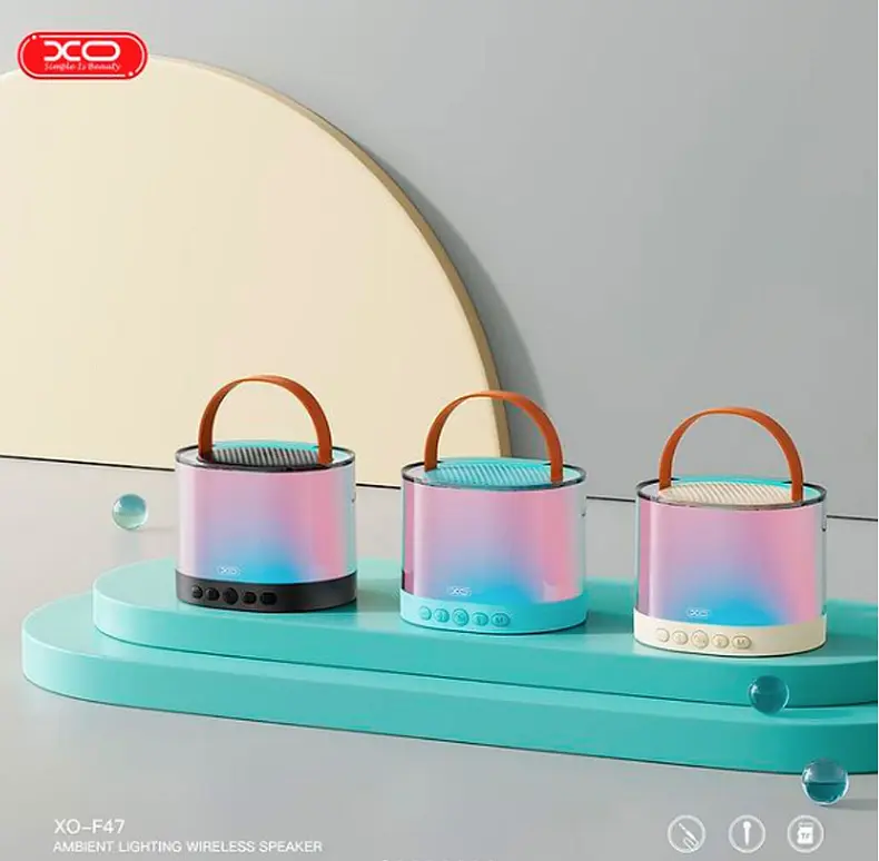 Колонка XO F47 Aurora Atmosphere Light Bluetooth портативна з мікрофоном чорна - фото 4