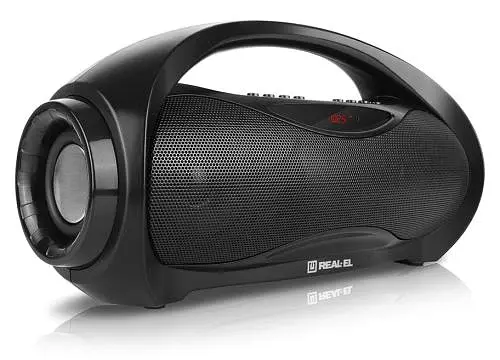 Колонка портативна 2.0 REAL-EL X-713 Black, 2x6 Вт, пластиковий корпус, Bluetooth, MicroSD / USB, FM-приймач, живлення від акумулятора, 1800 мА*ч, керування сверху - фото 3
