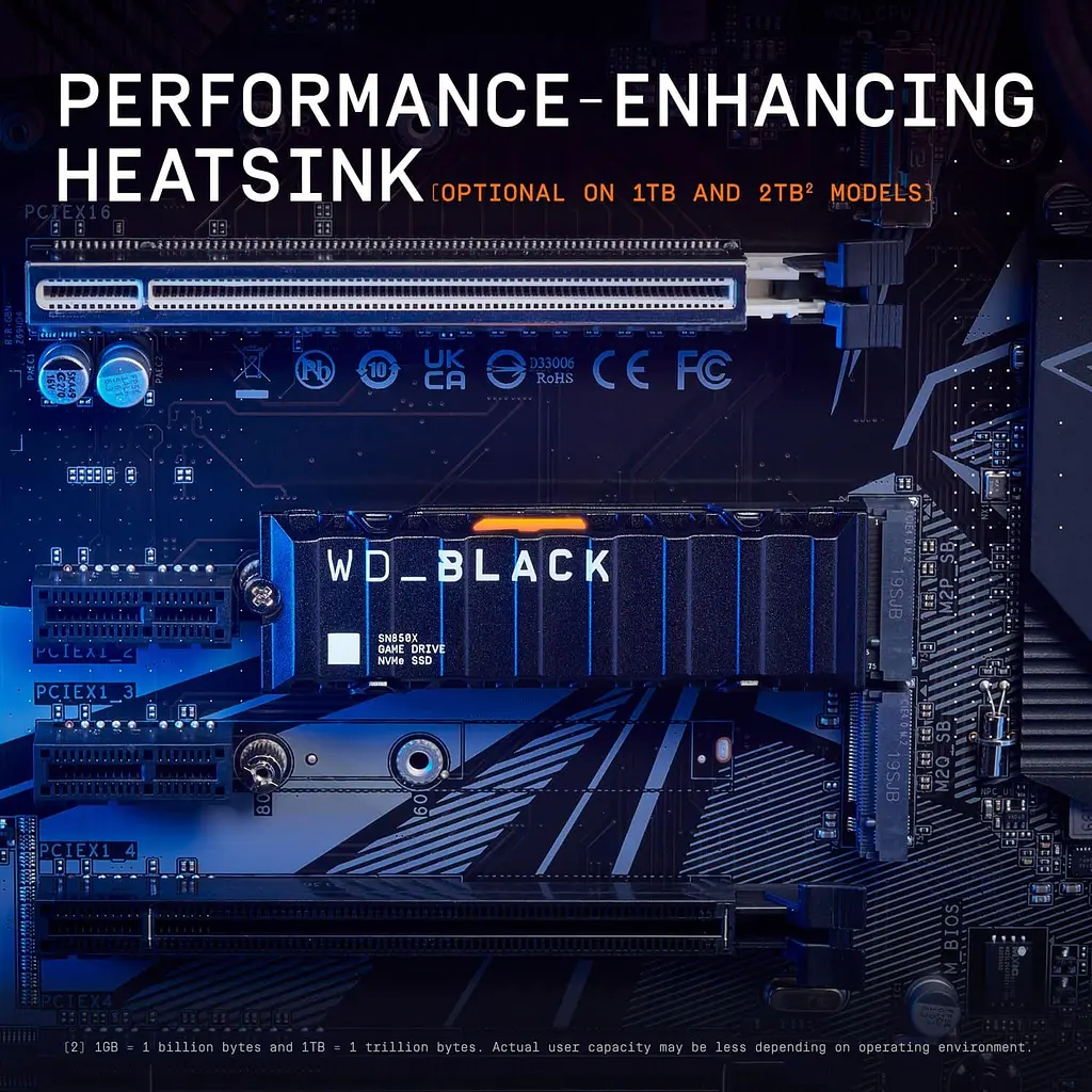 Накопитель SSD Western Digital m.2 NVMe 2TB WD Black SN850X HeatSink (WDS200T2XHE-00BCA0) - фото 4