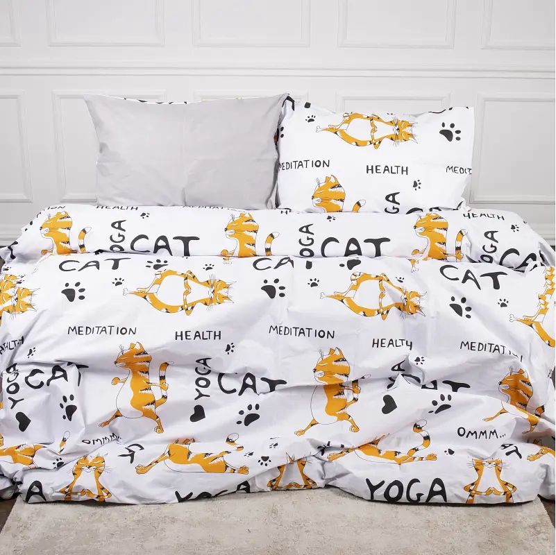 Простыня MirSon Ranforce Elite 17-0627 Yoga Cat Grey 220х150 см (2200008196561) - фото 3