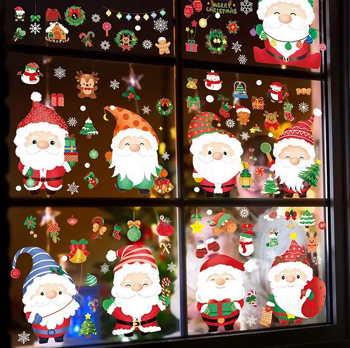 Набір новорічних наклейок на вікно Happy New Year 7 14576 20×30 см 9 аркушів - фото 3