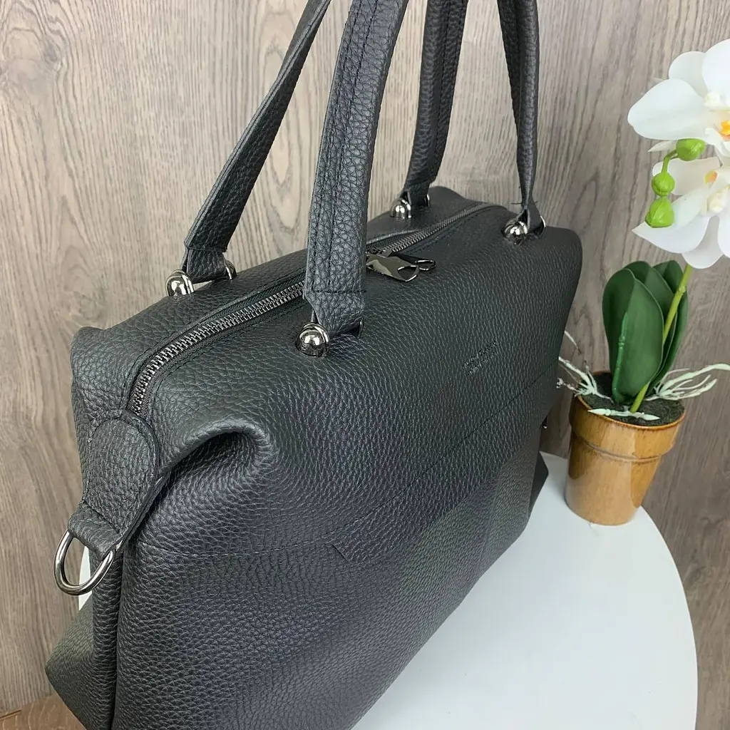 Сумка жіноча велика міська через плече містка чорна (1097Н) - фото 4