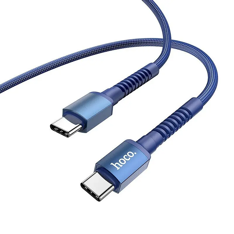 Кабель Hoco X71 Type-C to Type-C Especial 60W усиленное оплетение синий - фото 2