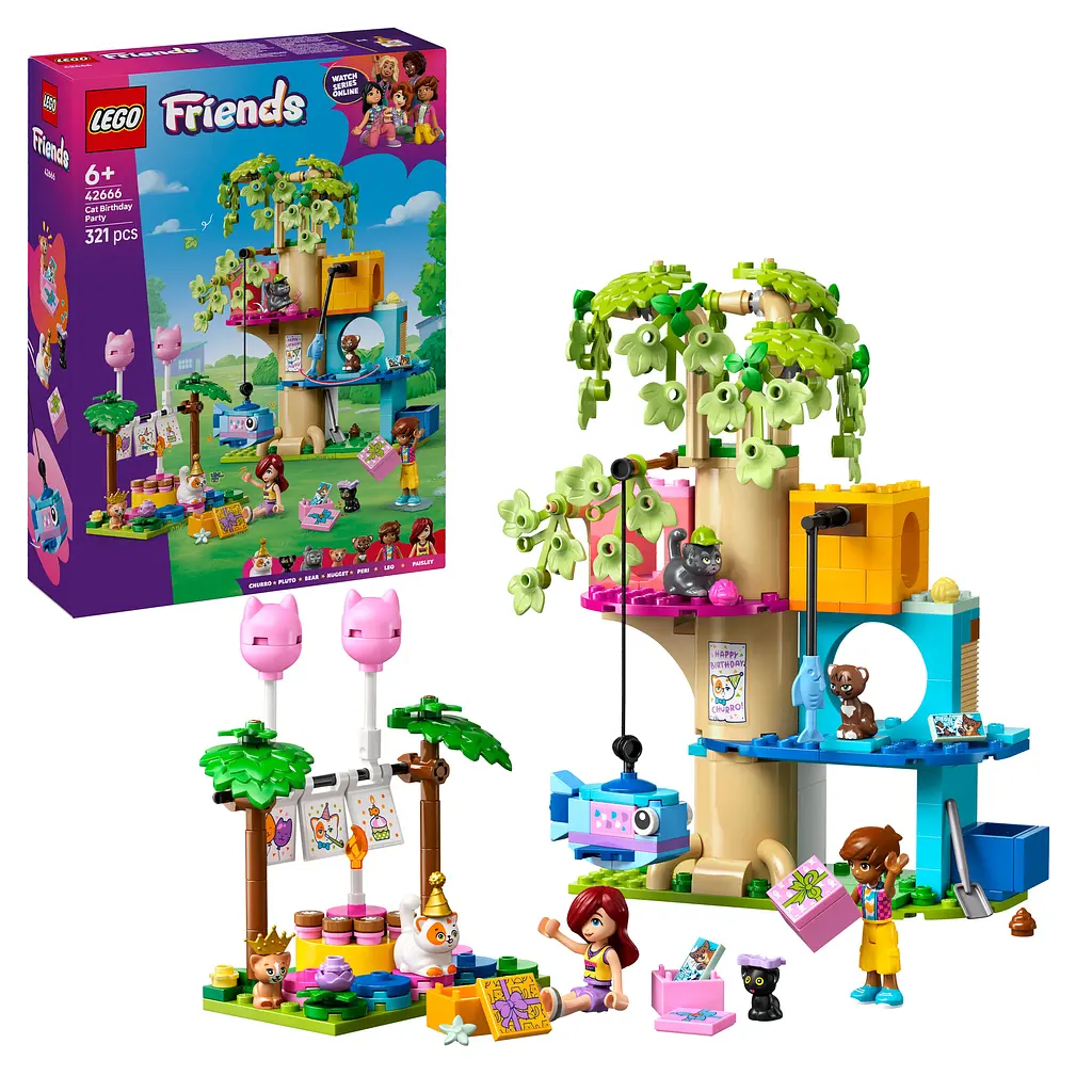 Конструктор LEGO Friends День рождения кота и дом на дереве 321 деталь (42666) - фото 4