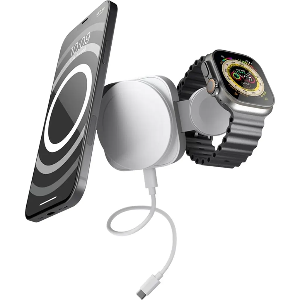 Бездротовий зарядний пристрій Zens MagSafe + Watch Travel Charger White (ZEDC24W/00) - фото 4