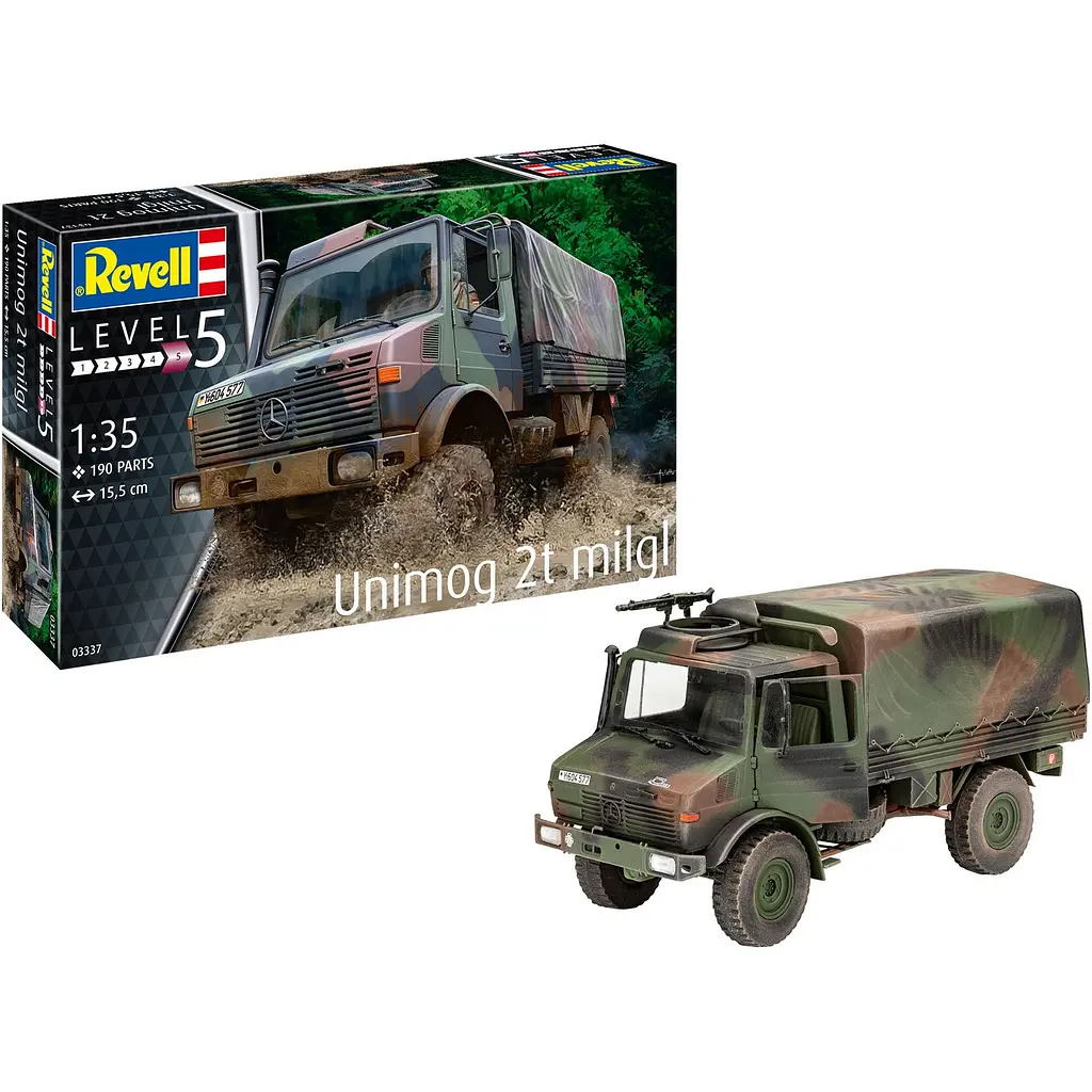 Сборная модель Revell Грузовик Unimog 2T milgl уровень 5 масштаб 1:35, 190 деталей (RVL-03337) - фото 9