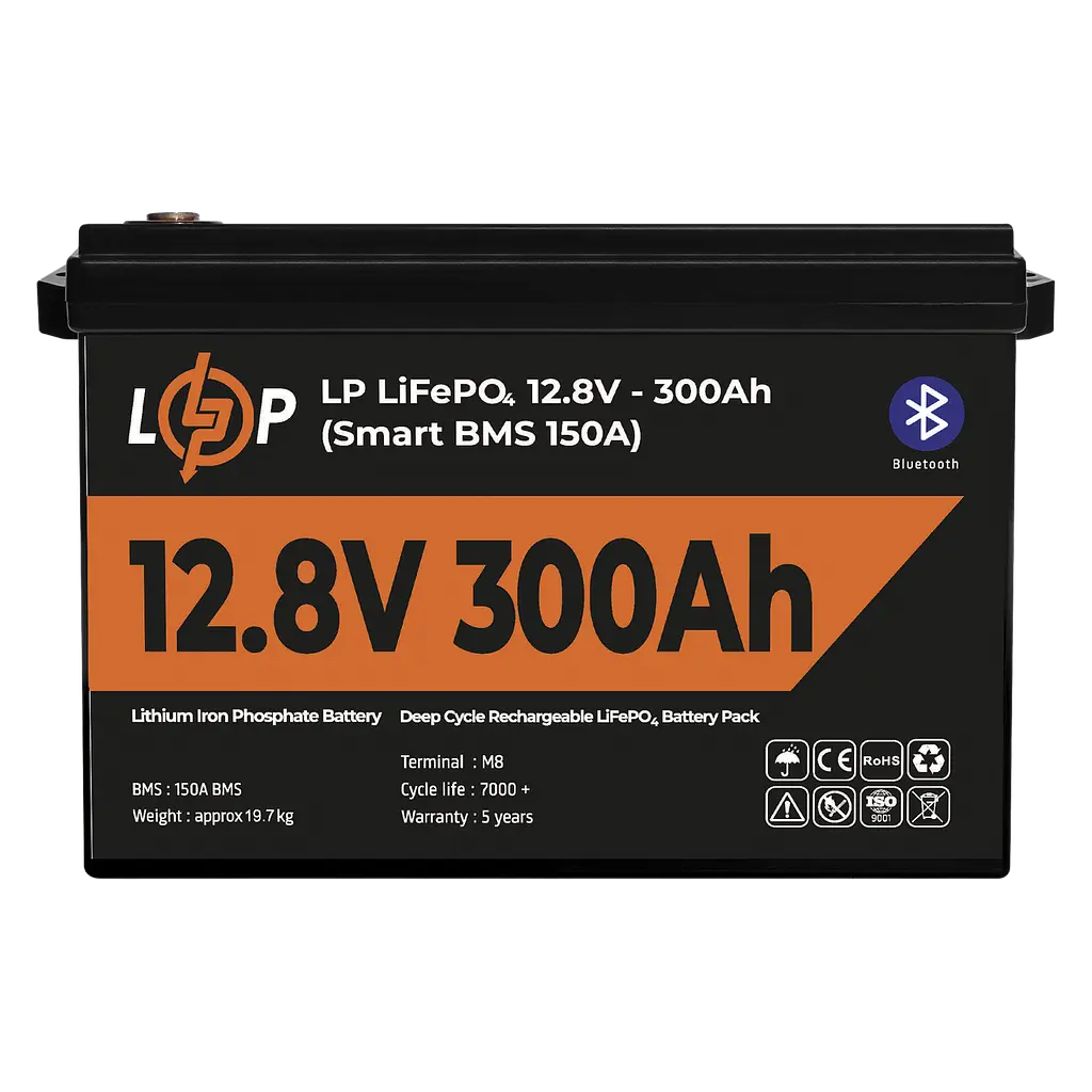 Акумулятор LP LiFePO4 12,8V - 300 Ah (3840Wh) (Smart BMS 200А) з BT пластик - фото 2